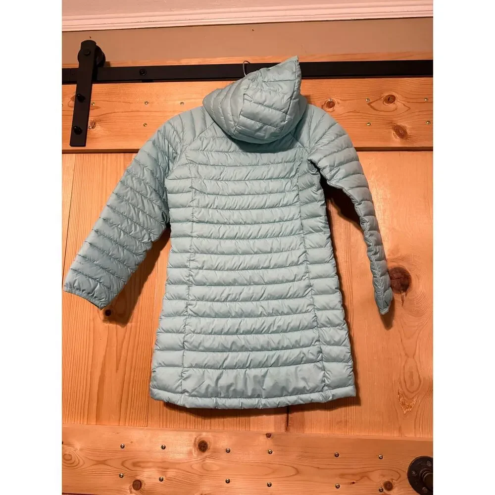 Columbia Puffer Parka Youth Girls Light Blue Omni Heat Hooded Jacket Coat Sz 7/8